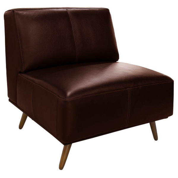 Poltrona Vancouver Em Couro Leather Brown Pés Palito Sem Braç