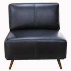 Poltrona Vancouver Em Couro Leather Preto Pés Palito Sem Braç