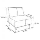 Poltrona Vancouver Em Couro Matte Grey Pés Palito Sem Braços