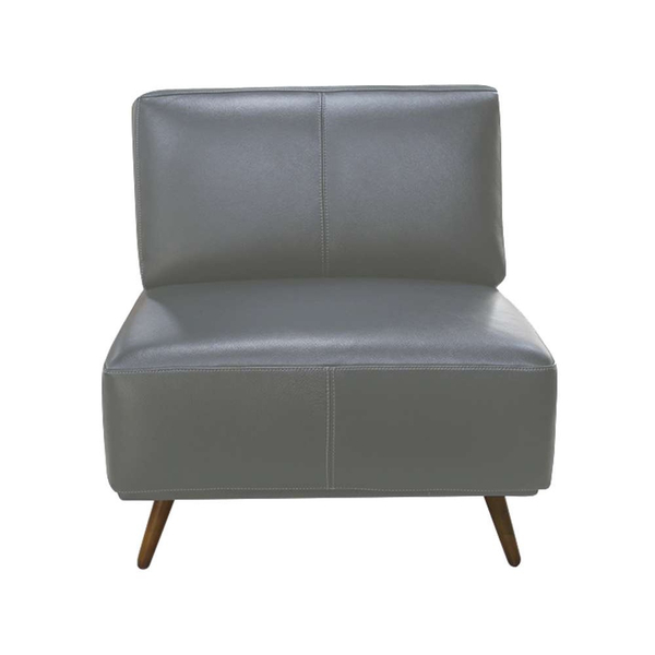 Poltrona Vancouver Em Couro Matte Grey Pés Palito Sem Braços