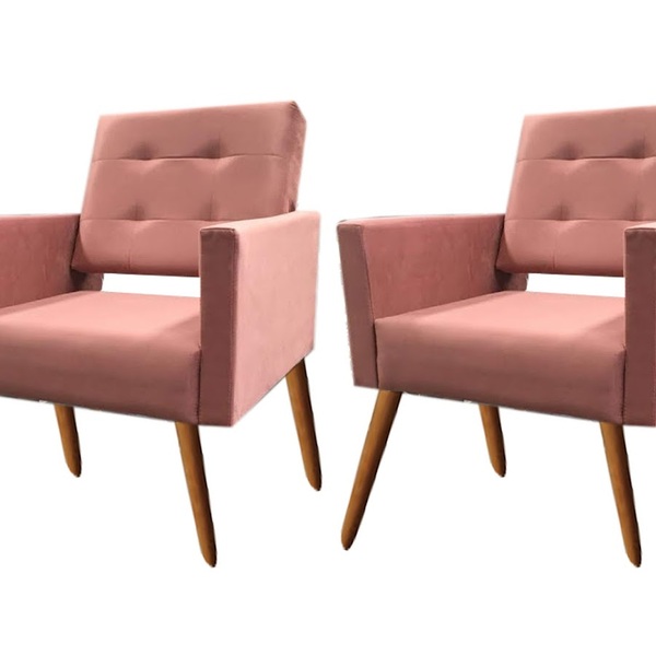 Poltrona Vanessa Kit Com Duas Rosa