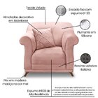 Poltrona Veludo Arras  Rosa