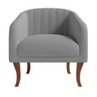 Poltrona Veludo Com Apoio Para Os Braços Naty Cinza/prata