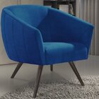 Poltrona Veludo Pé Palito Pilar  Azul