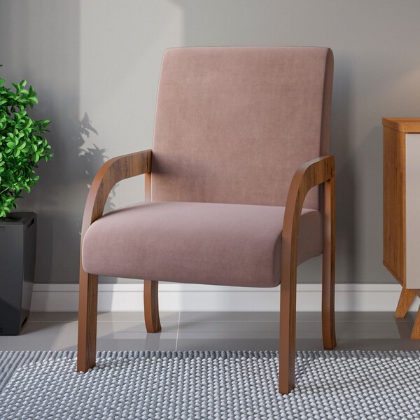 Poltrona Veneza Seda/veludo Rosa - Viero Móveis