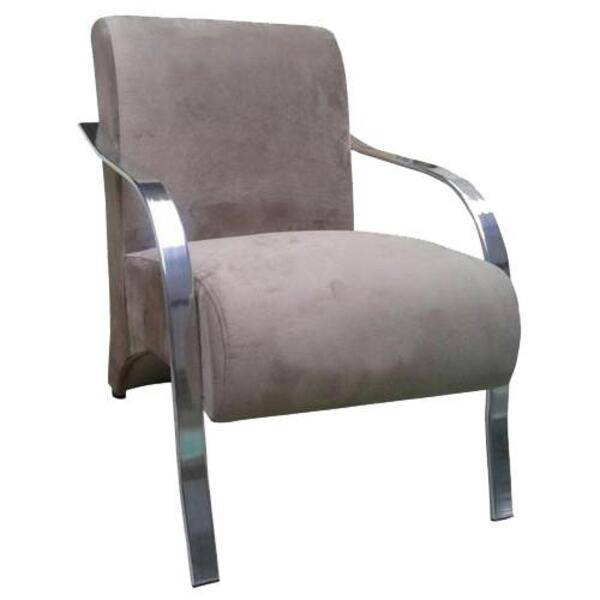 Poltrona Vênus 01 Lugar, Braço Cromado cor: Bege