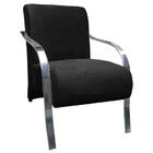 Poltrona Vênus 01 Lugar, Braço Cromado suede Preto