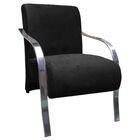 Poltrona Vênus 01 Lugar, Braço Cromado suede Preto