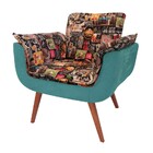 Poltrona Vênus  Estampas Florais 01 Lugar Braço Madeira Retrô