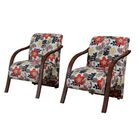 Poltrona Vênus Conjunto 01 Lugar Braço Madeira Floral Vermelho