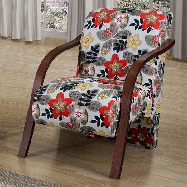 Poltrona Vênus - Estampas Florais, 01 Lugar, Braço Madeira co