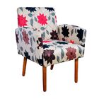 Poltrona Veronês Estampado Floral Bege D59  Pés Palito Castan