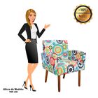 Poltrona Veronês Estampado Floral Laranja D31 Pés Palito Cast