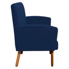 Poltrona Veronês Suede Azul Marinho Pés Palito Castanho D'ros