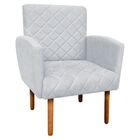 Poltrona Veronês Suede Cinza Pés Palito Castanho D'rossi