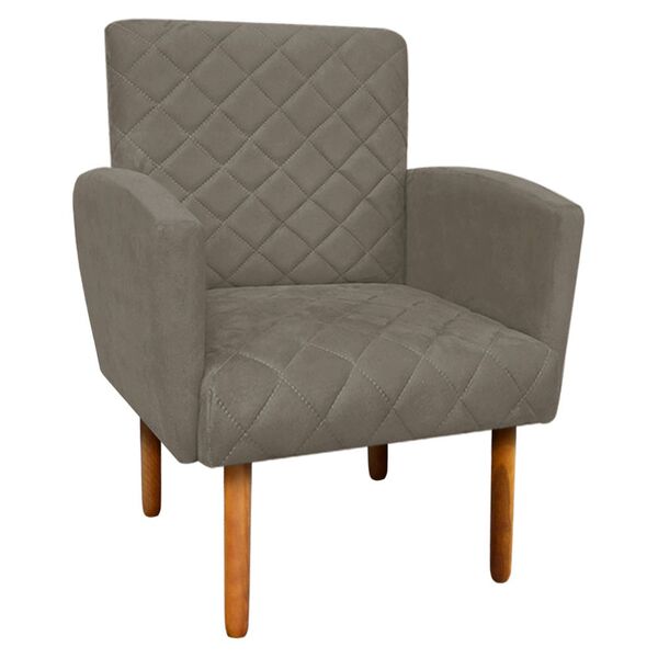 Poltrona Veronês Suede Marrom Rato Pés Palito D'rossi