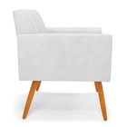 Poltrona Viena Gomada Corano Branco Pés Palito Castanho