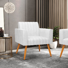 Poltrona Viena Gomada Corano Branco Pés Palito Castanho