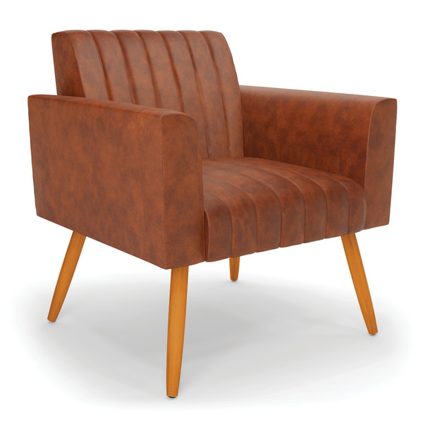 Poltrona Viena Gomada Corano Nozes Pés Palito Castanho