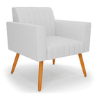 Poltrona Viena Gomada Linho Cinza A05 Pés Palito Castanho