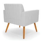 Poltrona Viena Gomada Linho Cinza A05 Pés Palito Castanho