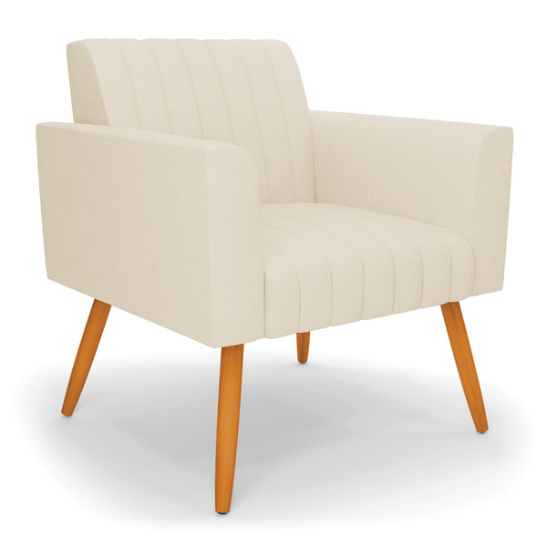 Poltrona Viena Gomada Linho Pés Palito Castanho D03 - D'rossi