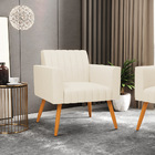 Poltrona Viena Gomada Linho Pés Palito Castanho D03 - D'rossi