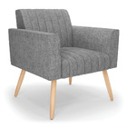 Poltrona Viena Gomada Linho Pés Palito Natural D03 - D'rossi