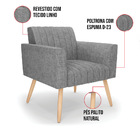 Poltrona Viena Gomada Linho Pés Palito Natural D03 - D'rossi