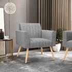 Poltrona Viena Gomada Linho Pés Palito Natural D03 - D'rossi