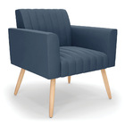 Poltrona Viena Gomada Suede Azul Marinho Pés Palito Natural D