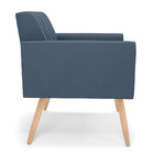 Poltrona Viena Gomada Suede Azul Marinho Pés Palito Natural D