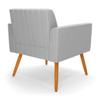 Poltrona Viena Gomada Suede Cinza Pés Palito Castanho