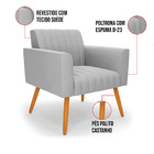 Poltrona Viena Gomada Suede Cinza Pés Palito Castanho