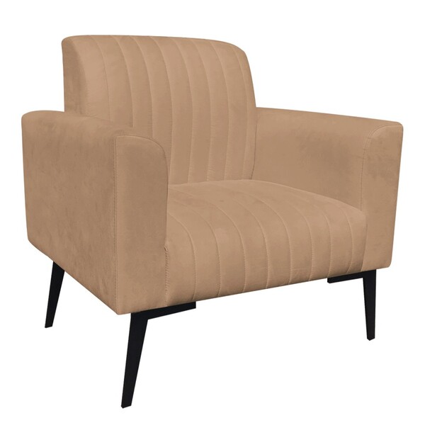 Poltrona Viena Gomada Suede Com Pés Villach Preto D'rossi - C