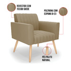 Poltrona Viena Gomada Suede Marrom Rato Pés Palito Natural D0