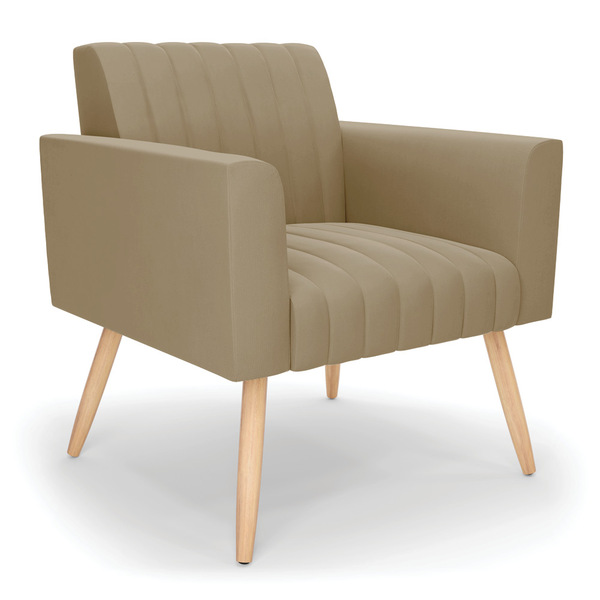 Poltrona Viena Gomada Suede Marrom Rato Pés Palito Natural D0