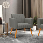 Poltrona Viena Gomada Suede Pés Palito Castanho D03 - D'rossi