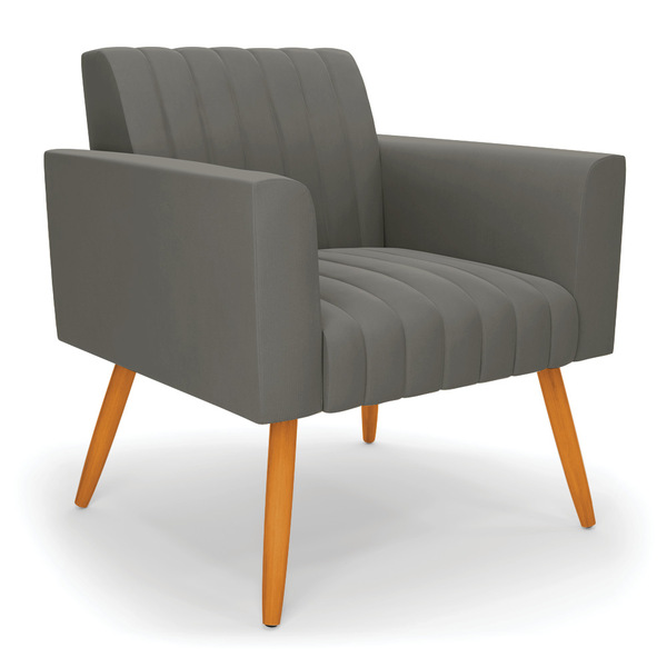 Poltrona Viena Gomada Suede Pés Palito Castanho D03 - D'rossi