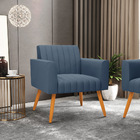 Poltrona Viena Gomada Suede Pés Palito Castanho D03 - D'rossi