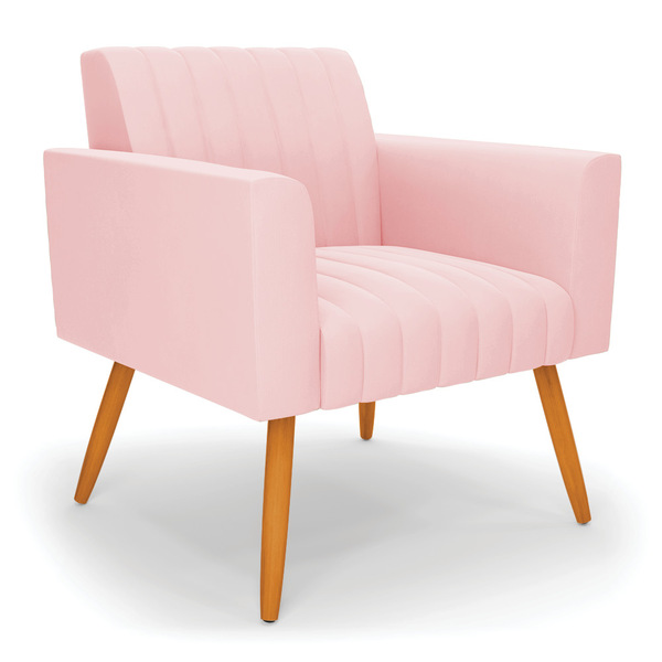 Poltrona Viena Gomada Suede Pés Palito Castanho D03 - D'rossi