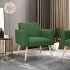 Poltrona Viena Gomada Suede Pés Palito Natural D03 - D'rossi