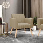 Poltrona Viena Gomada Suede Pés Palito Natural D03 - D'rossi