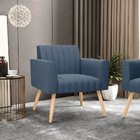 Poltrona Viena Gomada Suede Pés Palito Natural D03 - D'rossi