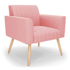 Poltrona Viena Gomada Suede Pés Palito Natural D03 - D'rossi