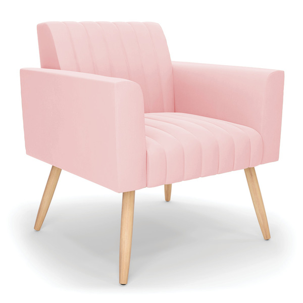 Poltrona Viena Gomada Suede Pés Palito Natural D03 - D'rossi