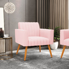 Poltrona Viena Gomada Suede Rosa Bebê Pés Palito Castanho