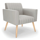Poltrona Viena Gomada Veludo Cinza Pés Palito Natural