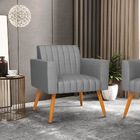 Poltrona Viena Gomada Veludo Luxo Pés Palito Castanho - D'ros