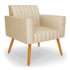 Poltrona Viena Gomada Veludo Luxo Pés Palito Castanho - D'ros